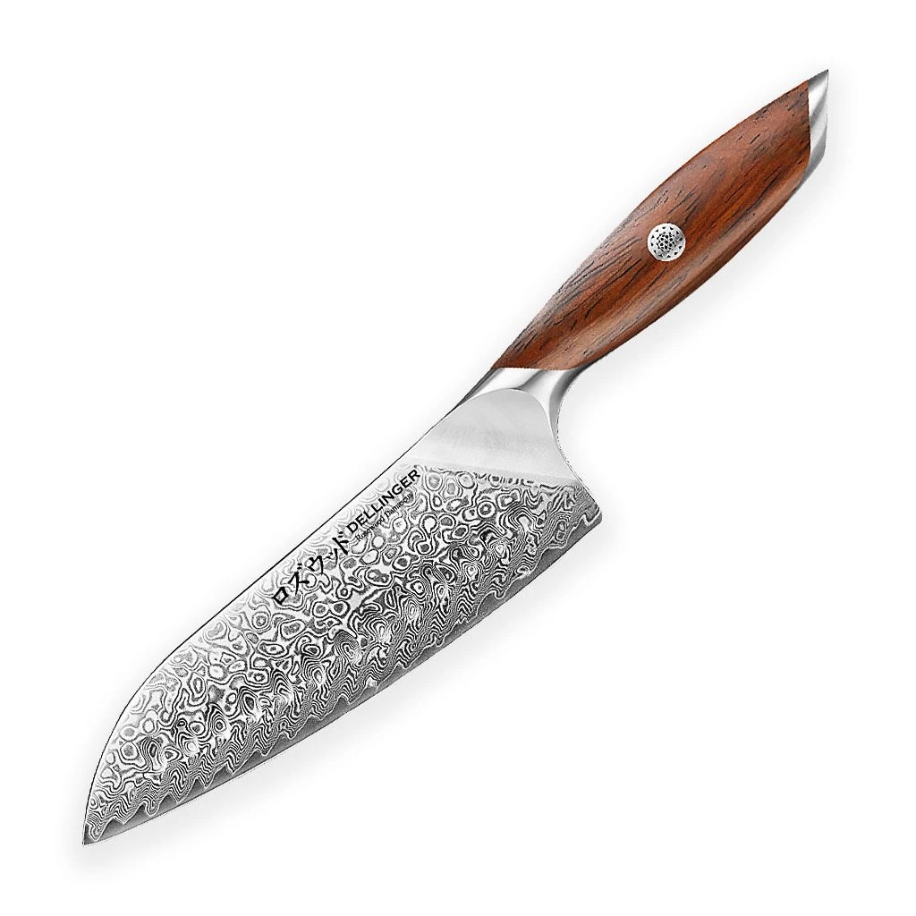 foto Kuchy�sk� n�� Santoku 185 mm Dellinger Rose Wood Damascus�